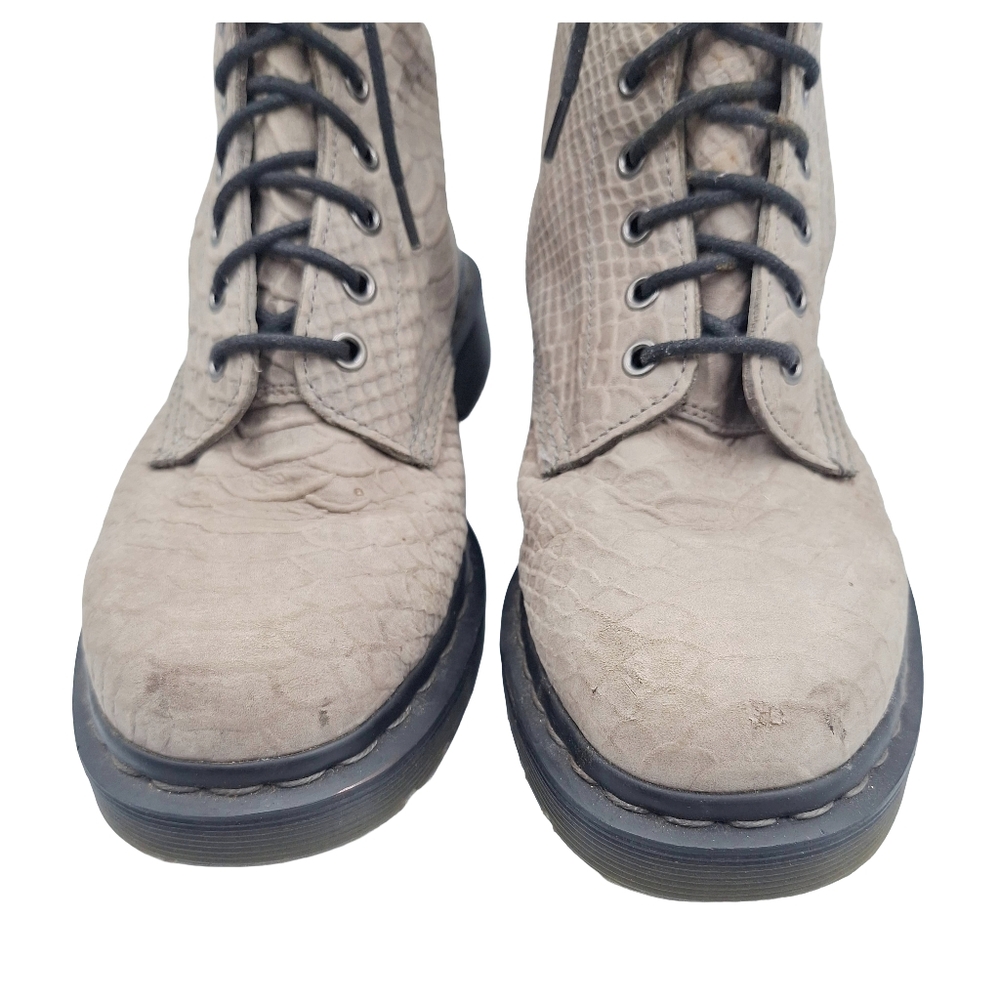 Dr Doc Martens 1460 Textured Snake-Embossed 8 Eye Combat Moto Boots - Picture 3 of 12